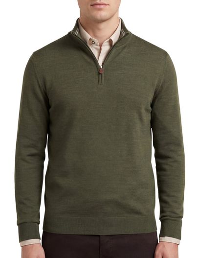 Gant Gant Half Zip trui groen wol effen