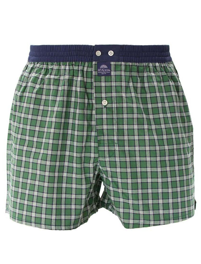 Mc Alson boxershort ruitjes groen katoen