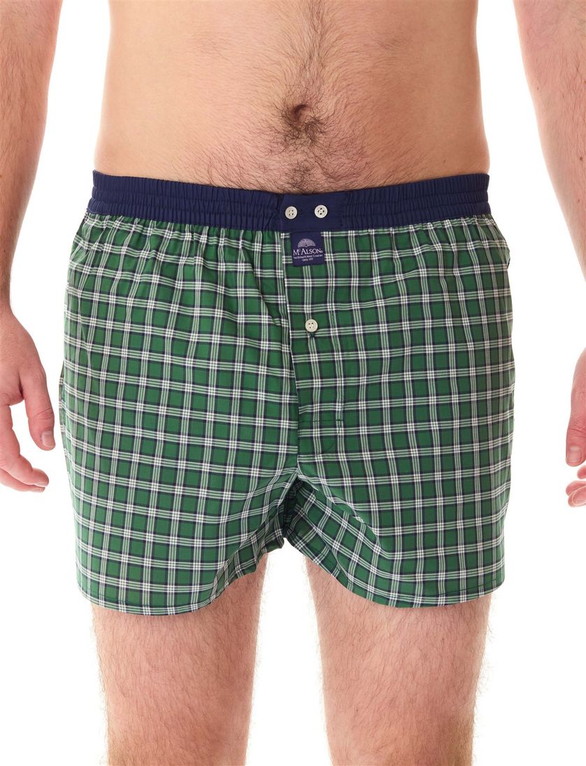 Mc Alson boxershort ruitjes groen katoen