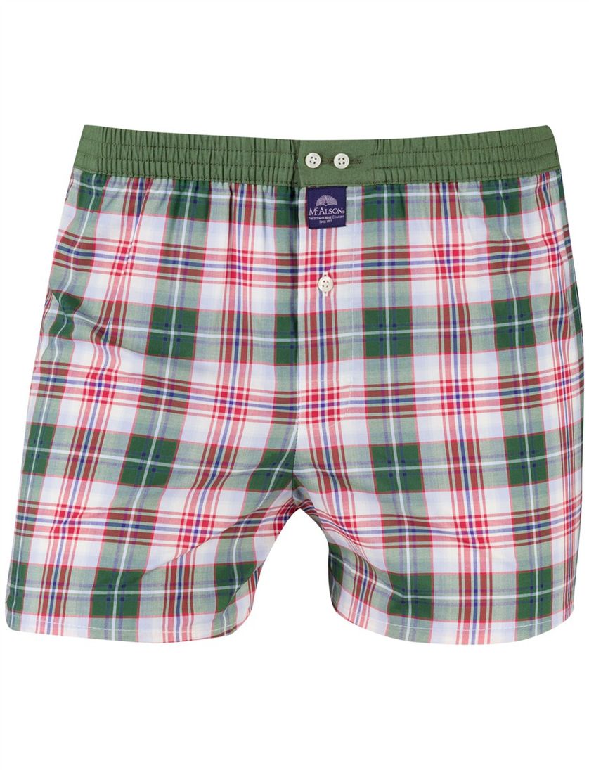 Mc Alson boxershort groen geruit met print