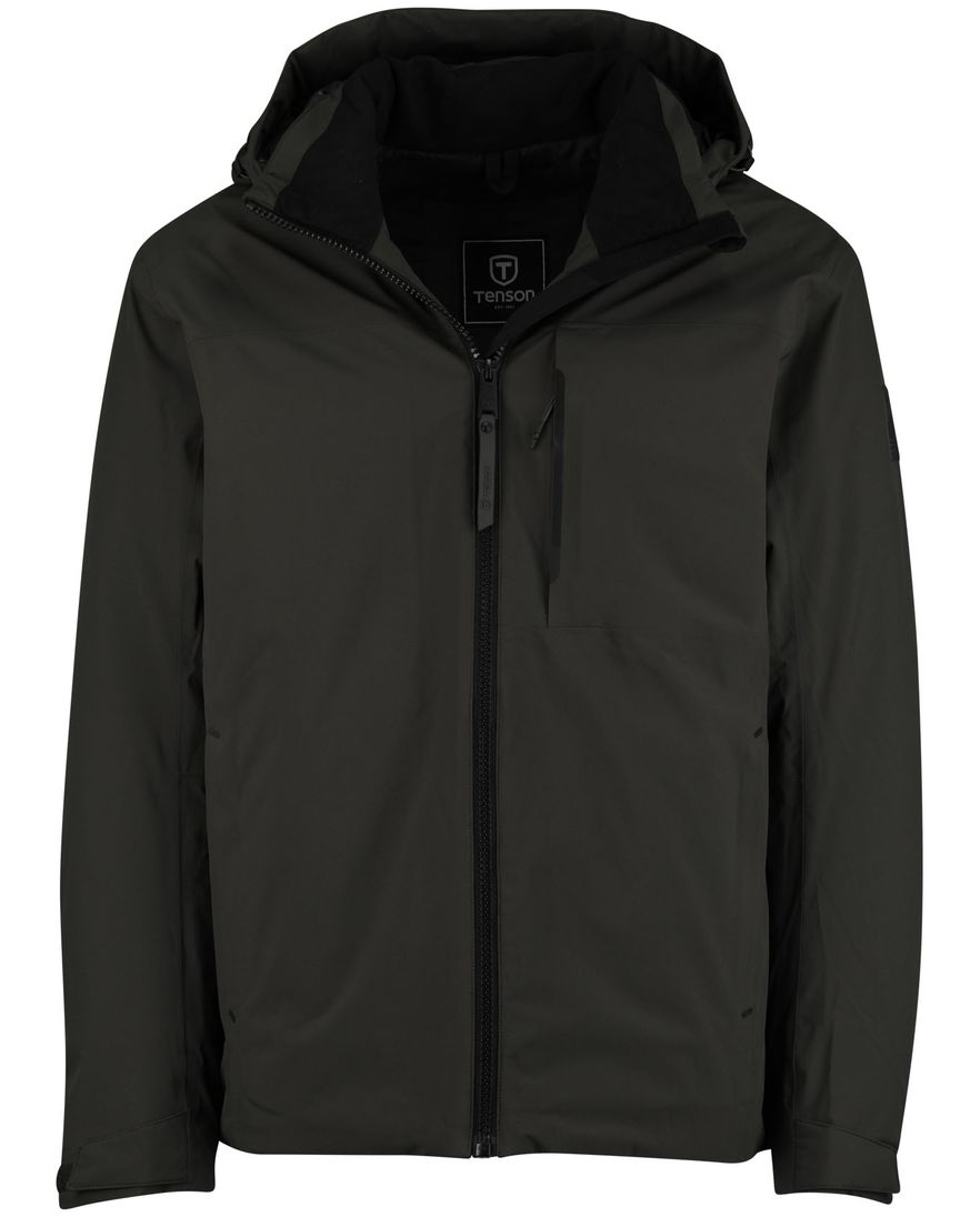 Tenson donkergroene jas effen normale fit capuchon
