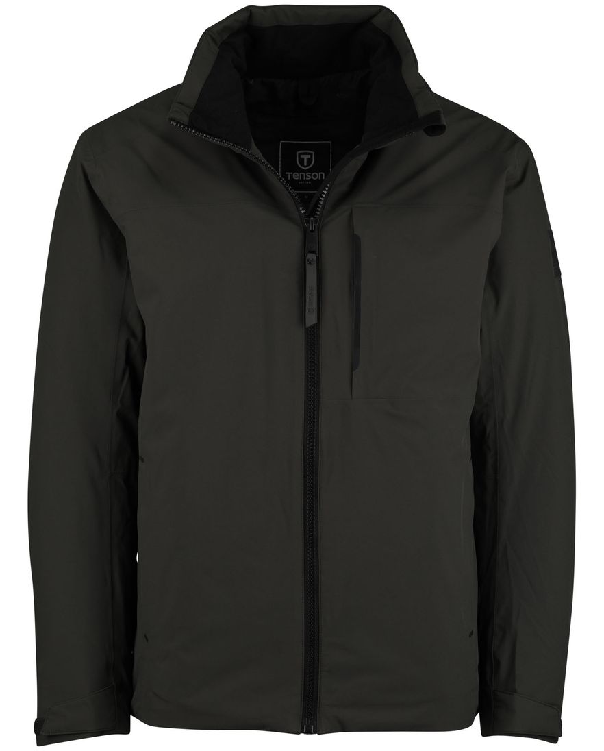 Tenson donkergroene jas effen normale fit capuchon