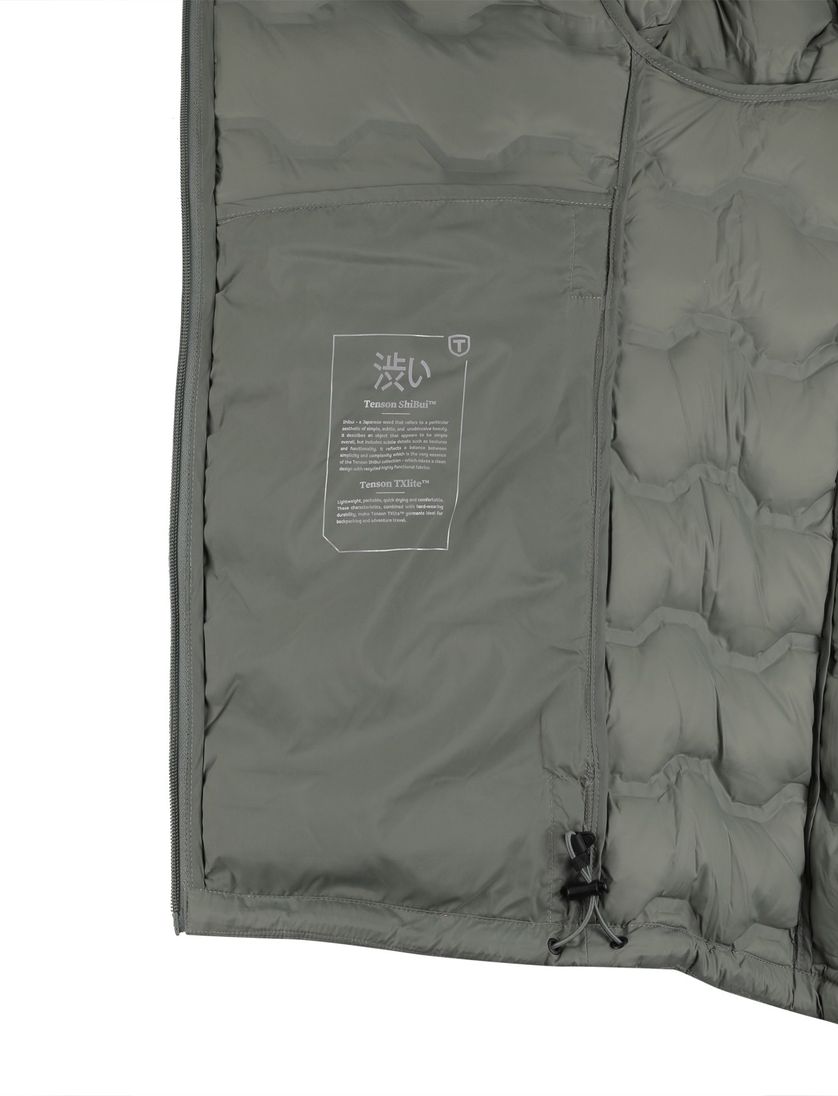 Jas Tenson Shibui gewatteerd groen effen waterafstotend polyester