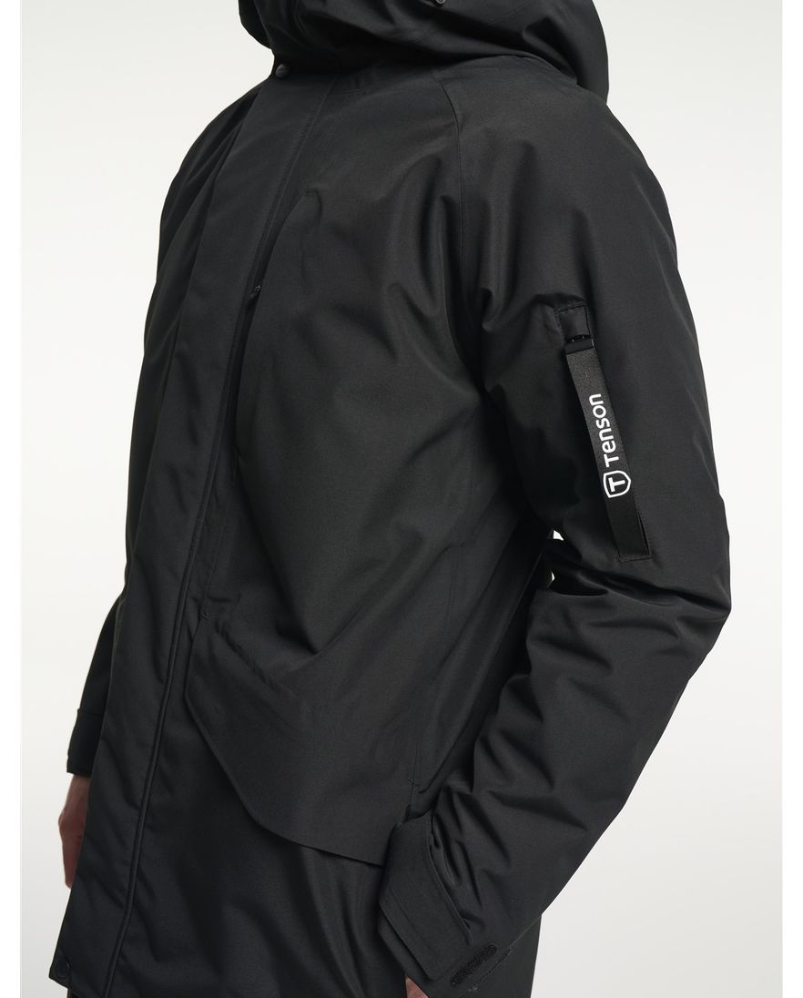 Tenson Winterjas Parka Zwart een borstzak halflang