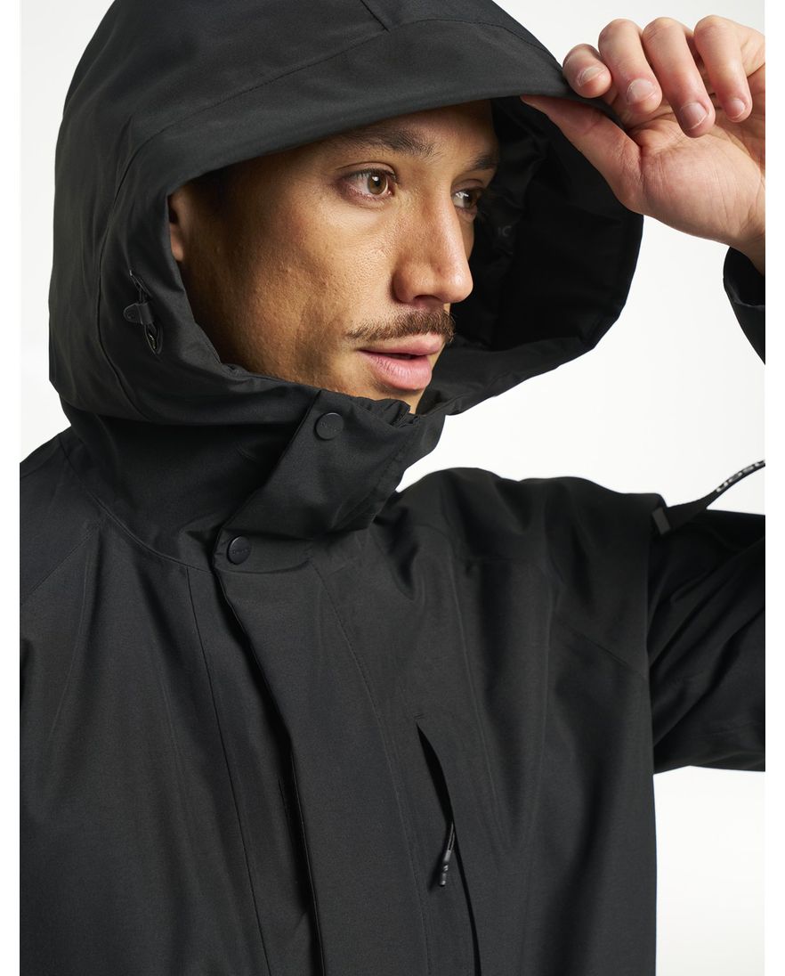 Tenson Winterjas Parka Zwart een borstzak halflang