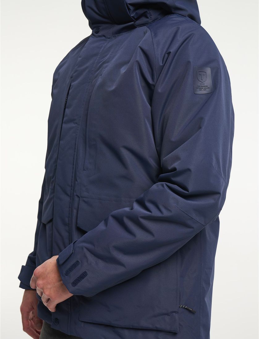Winterjas Tenson donkerblauw kort dubbele borstzak