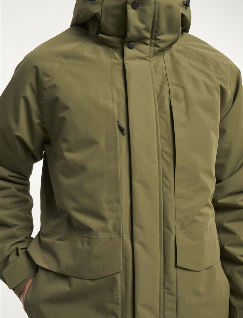 Winterjas Tenson olijfgroen kort dubbele borstzak