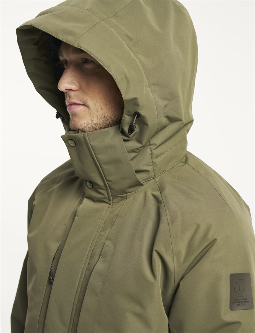 Winterjas Tenson olijfgroen kort dubbele borstzak