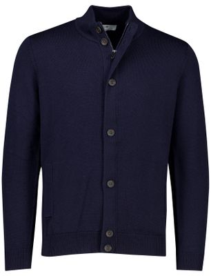 Thomas Maine Thomas Maine vest navy knopen en rits gebreid