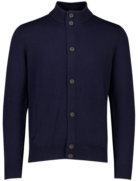 Thomas Maine vest navy knopen en rits gebreid