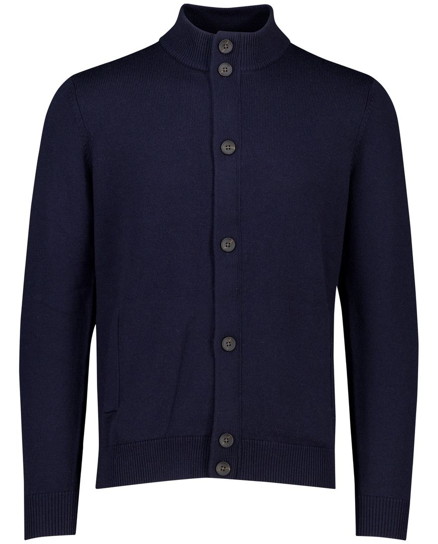Thomas Maine vest navy knopen en rits gebreid
