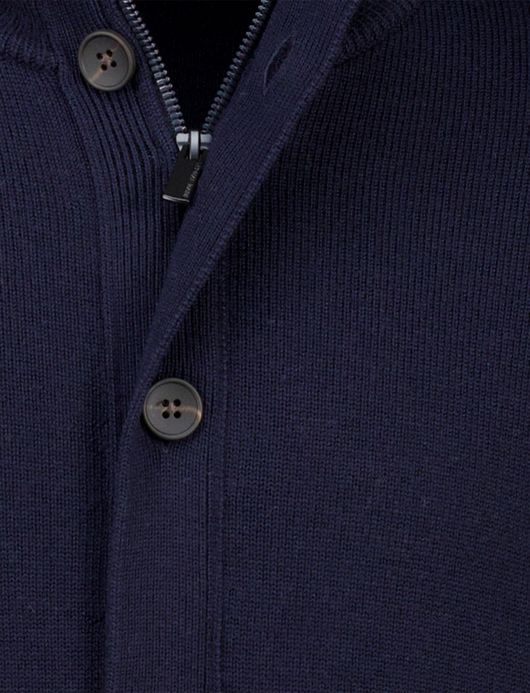 Thomas Maine vest navy knopen en rits gebreid