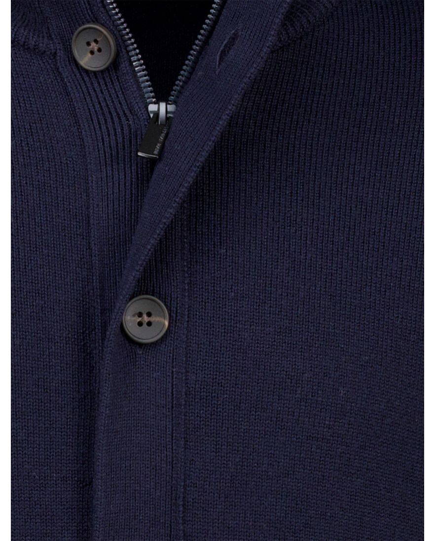 Thomas Maine vest navy knopen en rits gebreid