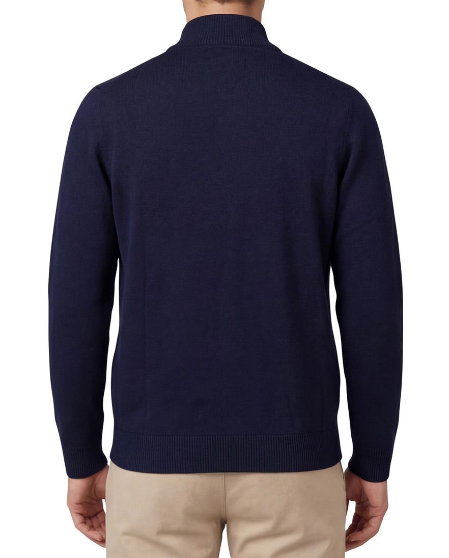 Thomas Maine vest navy knopen en rits gebreid