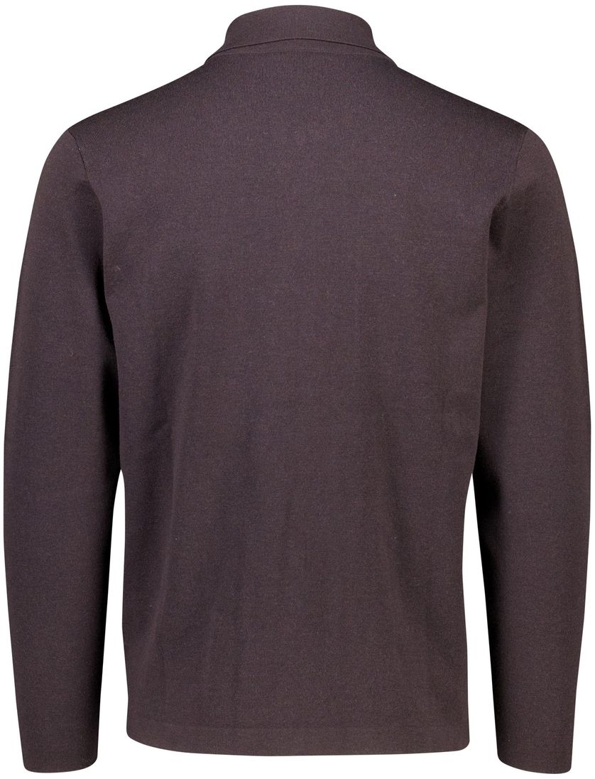 Thomas Maine overshirt merinowol rits donkerbruin