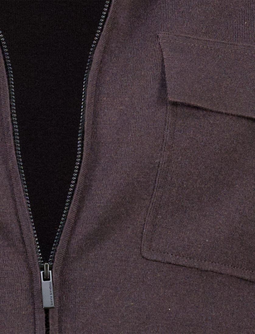 Thomas Maine overshirt merinowol rits donkerbruin