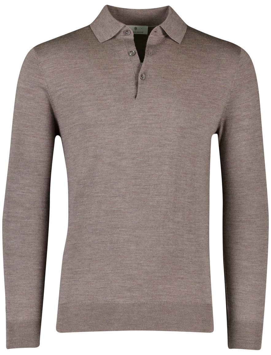 Trui thomas maine merinowol bruin effen