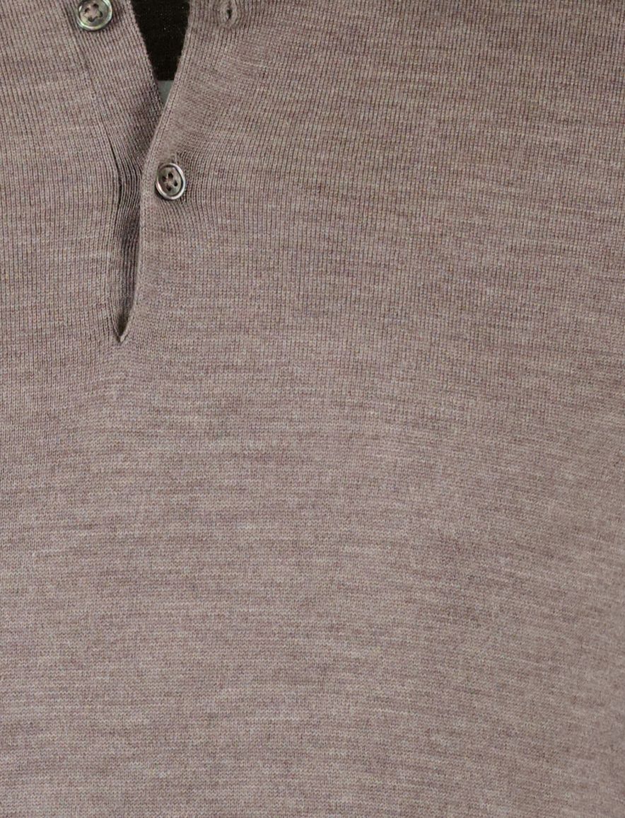 Trui thomas maine merinowol bruin effen