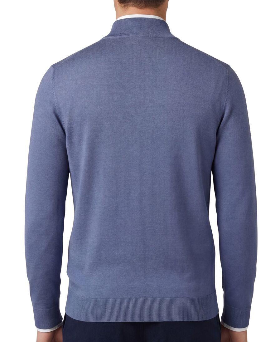 Thomas Maine half zip trui blauw merinowol
