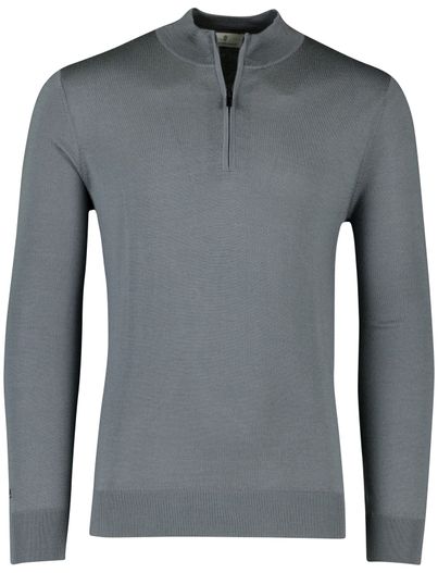 Thomas Maine Thomas Maine trui half zip effen grijs normale fit