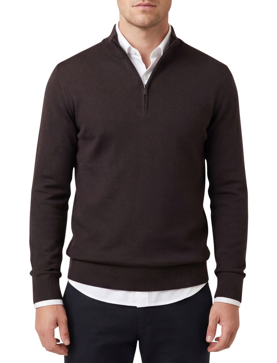 Thomas Maine trui bruin half zip