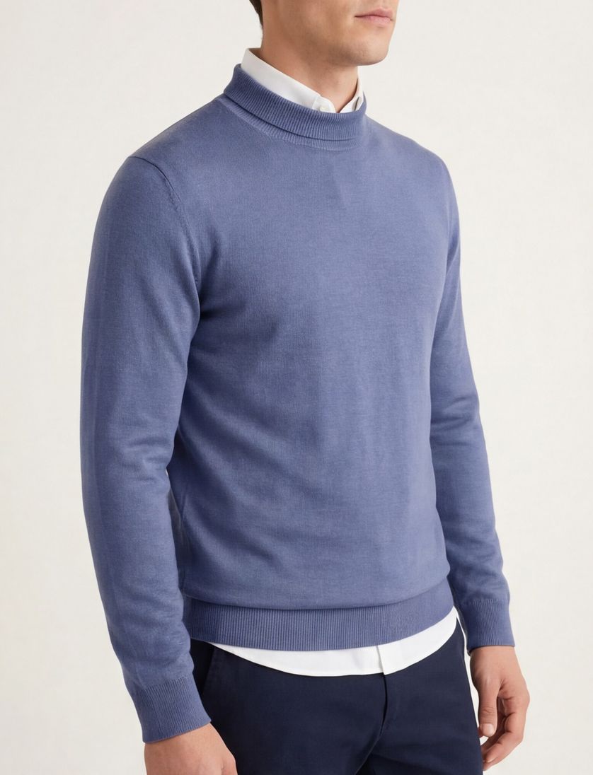 Thomas Maine trui turtle neck merinowol blauw