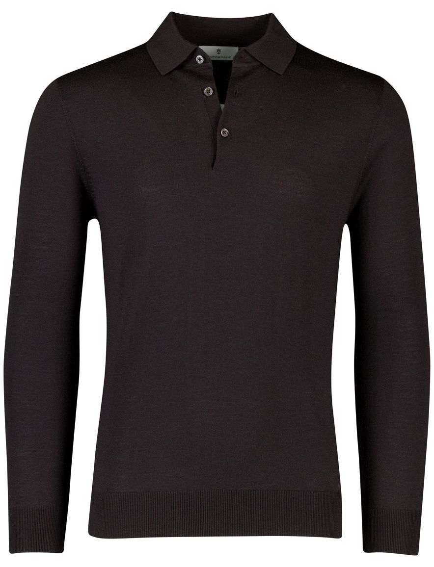 Thomas maine trui effen bruin merinowol