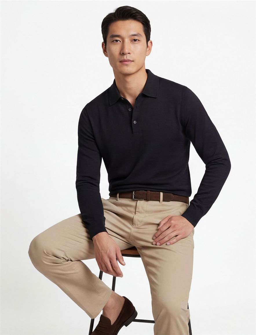 Thomas maine trui effen bruin merinowol