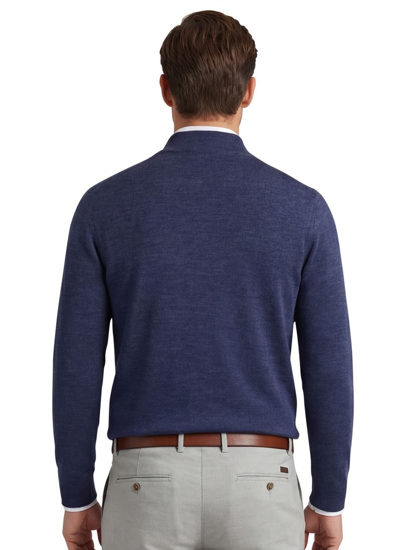 Thomas Maine merinowollen trui gemeleerd donkerblauw effen