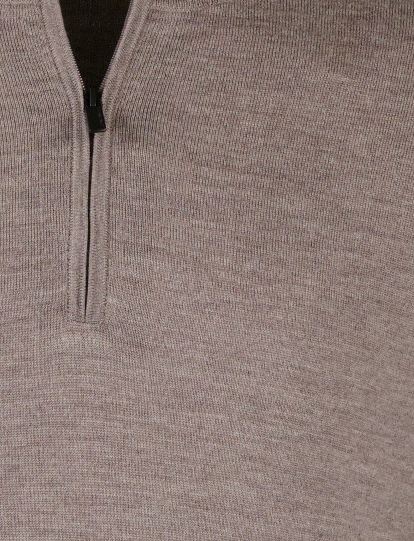 Thomas Maine normale fit trui bruin effen merinowol