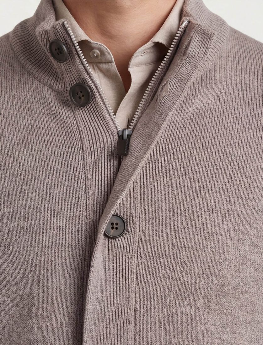 Thomas Maine vest gebreid merinowol taupe