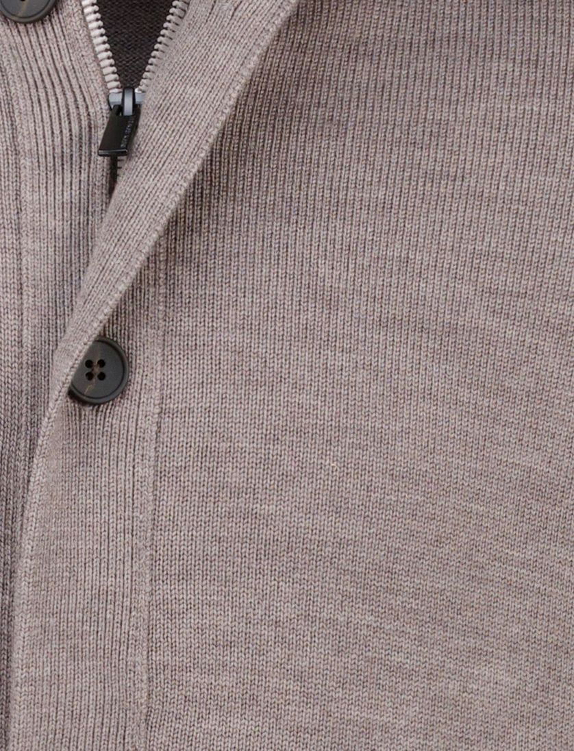 Thomas Maine vest gebreid merinowol taupe