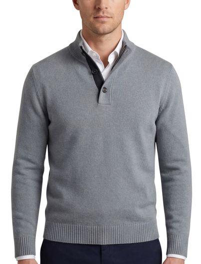 Thomas Maine Thomas Maine effen grijs lamswollen trui normale fit