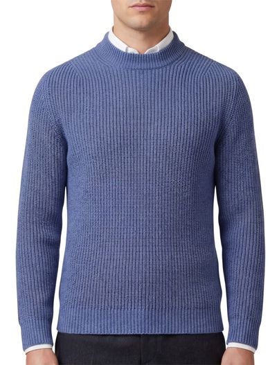 Thomas Maine Thomas Maine trui blauw gebreid merinowol