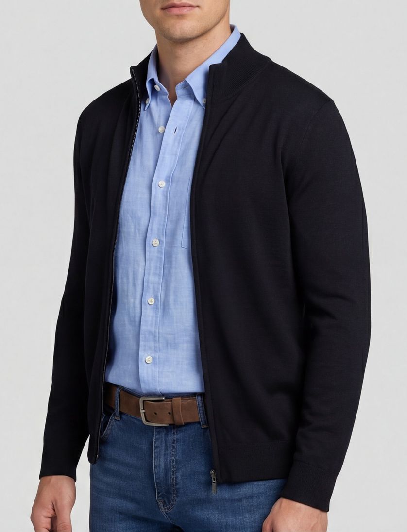 Thomas Maine vest zwart effen normale fit