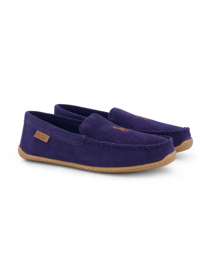 Polo Ralph Lauren pantoffels suede donkerblauw laag
