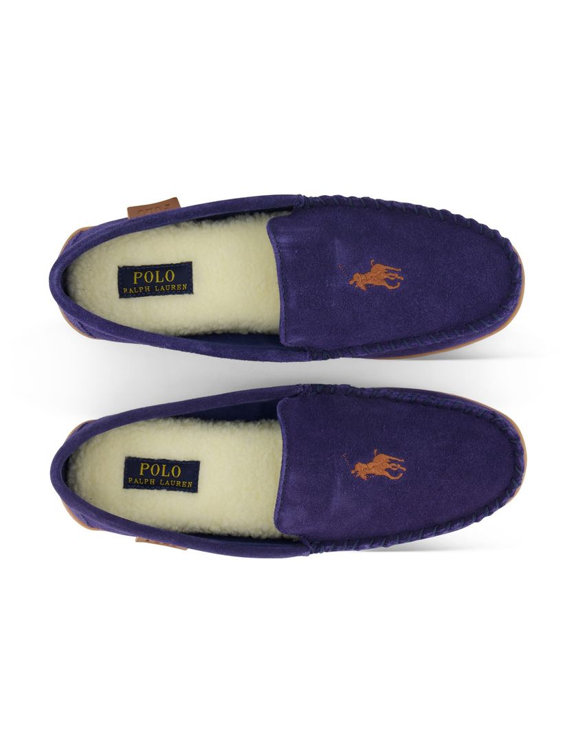 Polo Ralph Lauren pantoffels suede donkerblauw laag