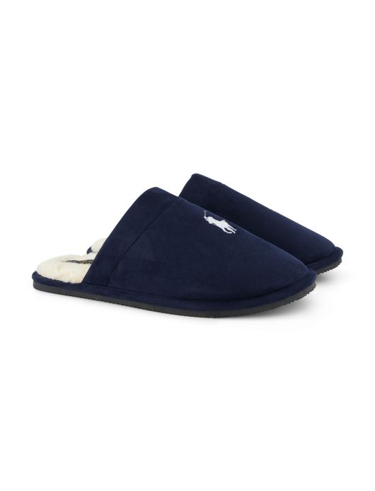 Polo Ralph Lauren pantoffels donkerblauw suede effen
