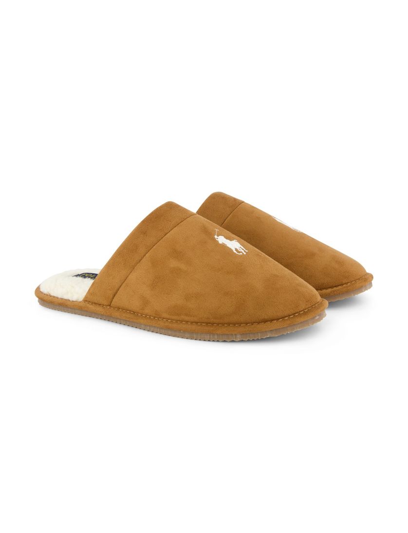 Polo Ralph Lauren pantoffels bruin suede effen