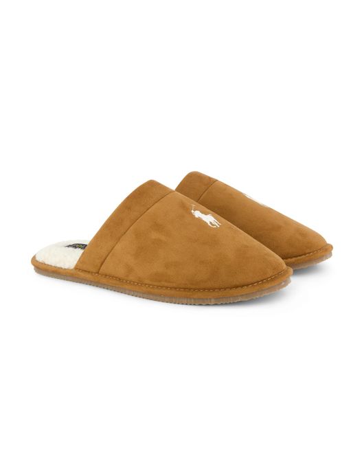 Polo Ralph Lauren pantoffels bruin suede met logo