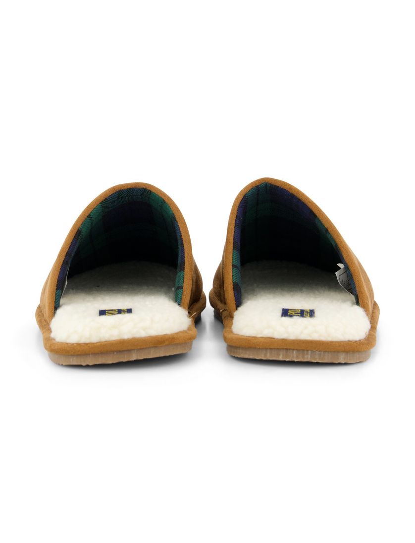 Polo Ralph Lauren pantoffels bruin suede effen