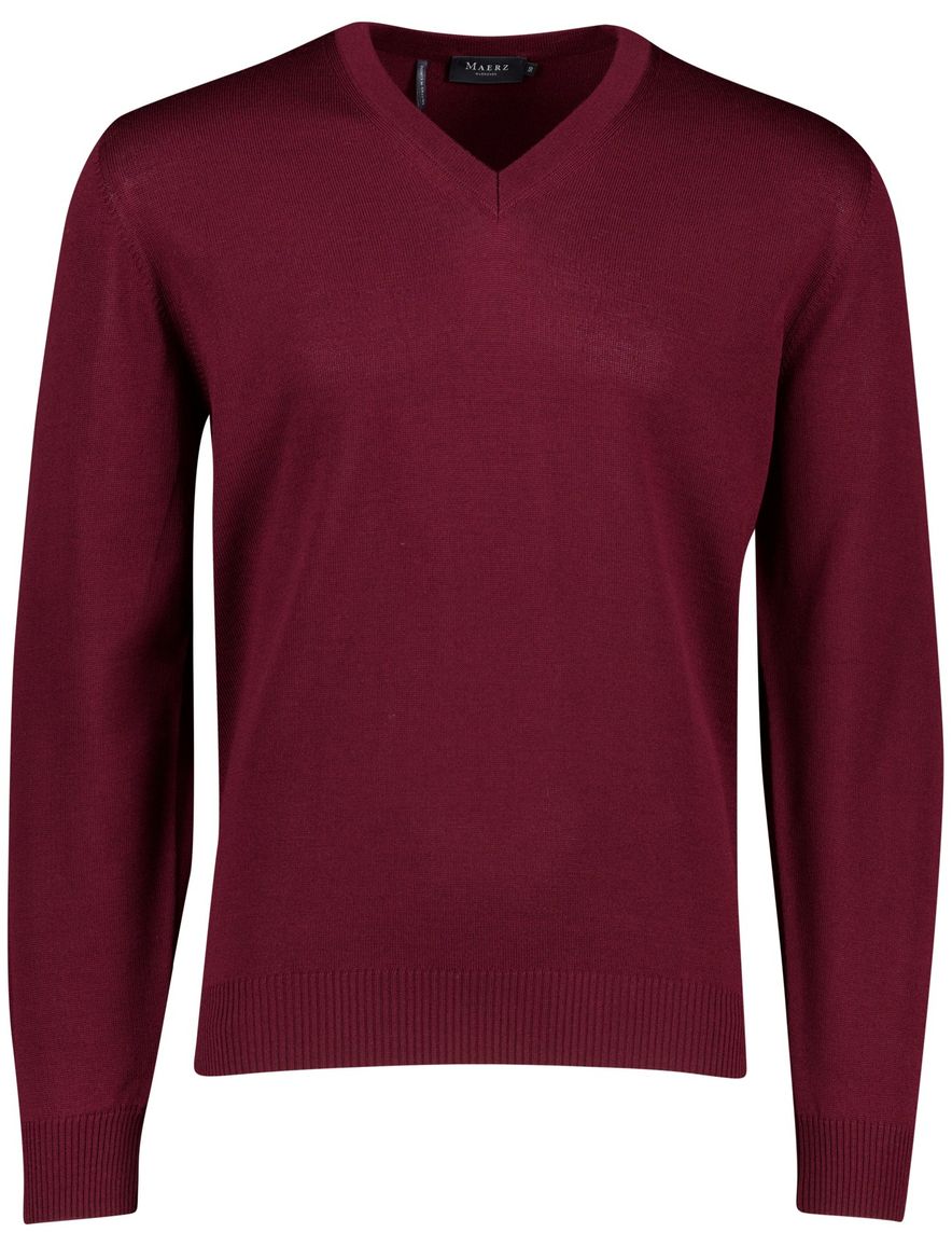 Maerz v-hals trui rood merinowol