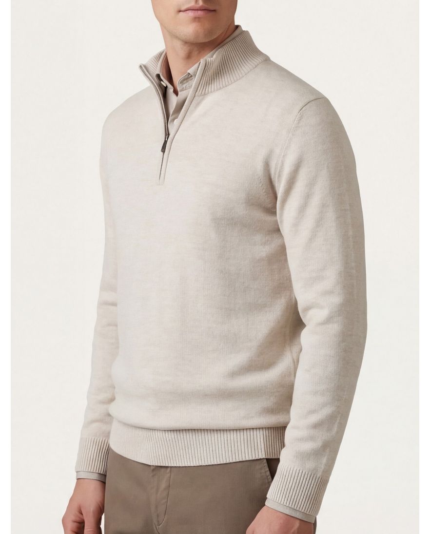 Maerz trui beige 100% merinowol effen