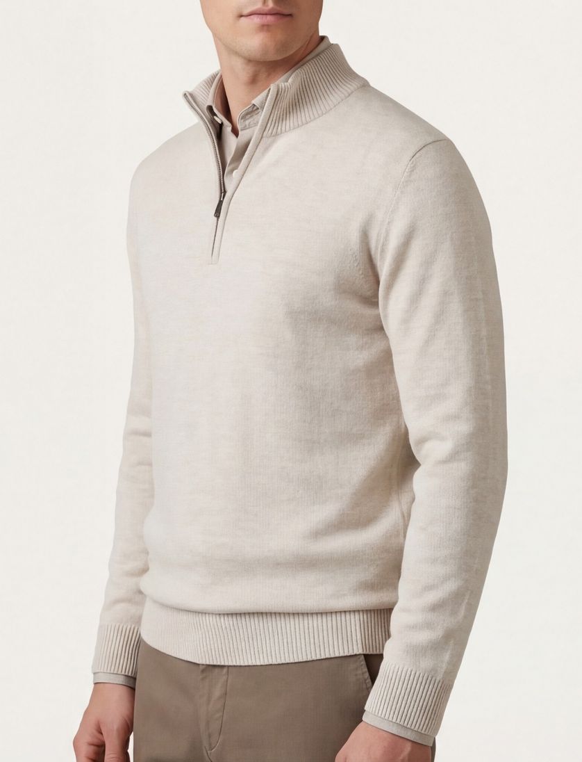 trui Maerz beige normale fit merinowol