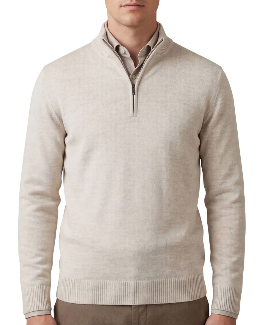 Maerz trui beige 100% merinowol effen