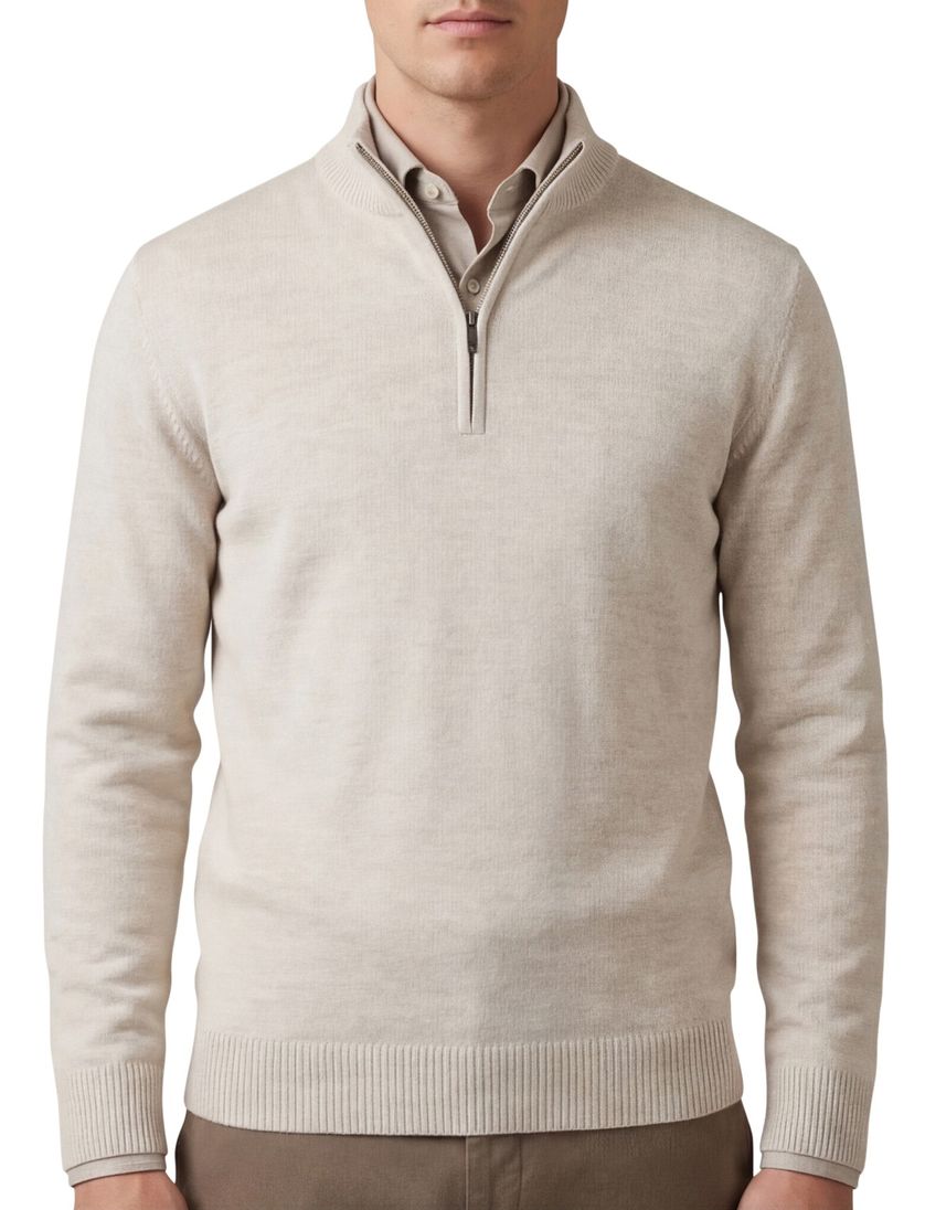 trui Maerz beige normale fit merinowol