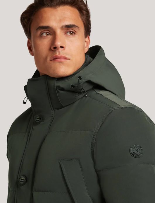 Reset winterjas groen effen normale fit