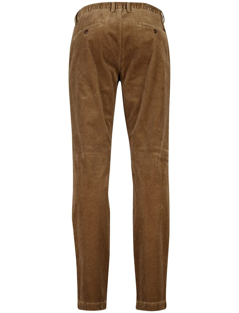 Alberto broek bruin effen structuur slim fit katoen