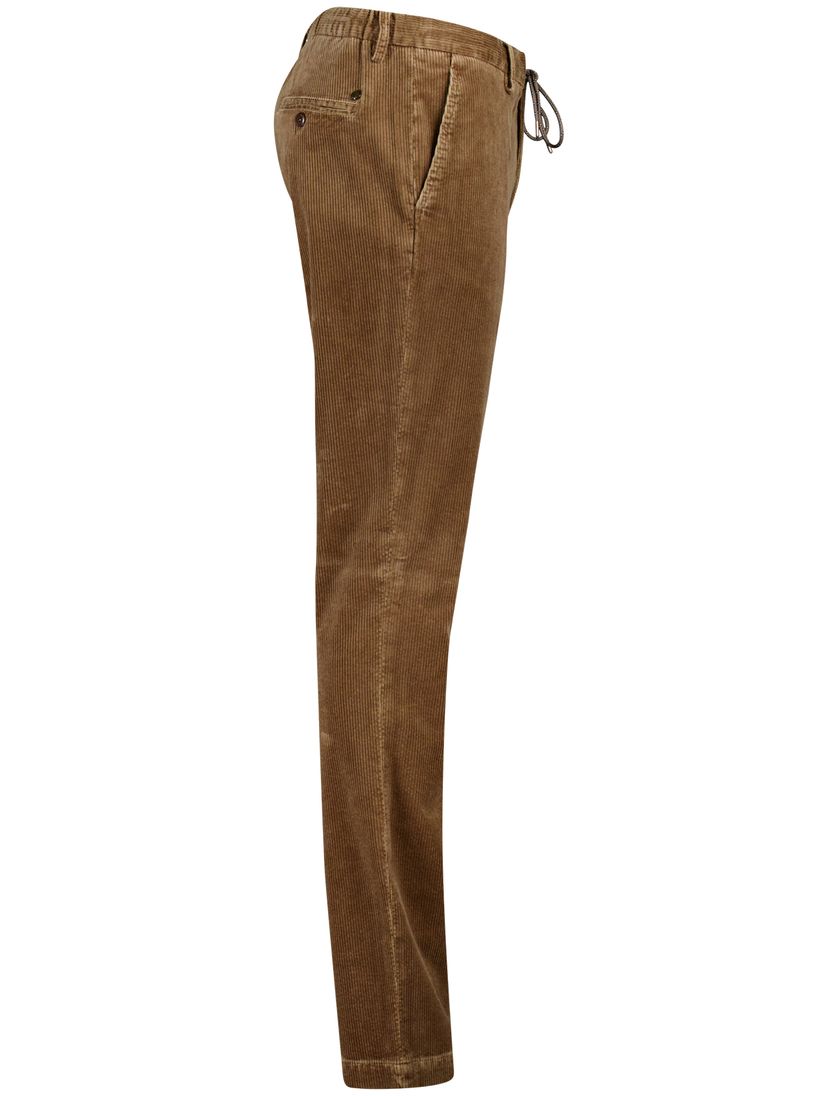 Alberto broek bruin effen structuur slim fit katoen