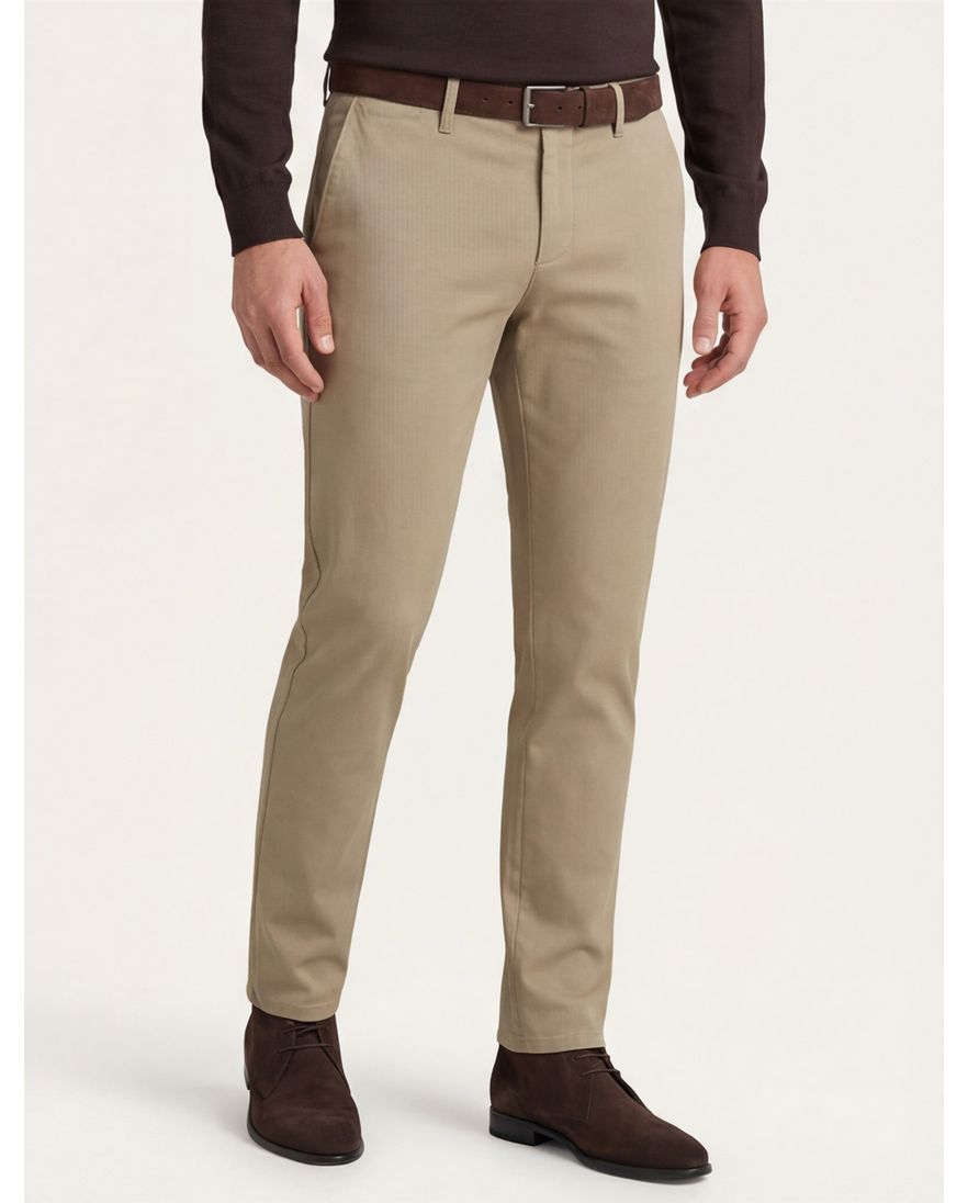 Alberto slim fit pantalon katoen beige